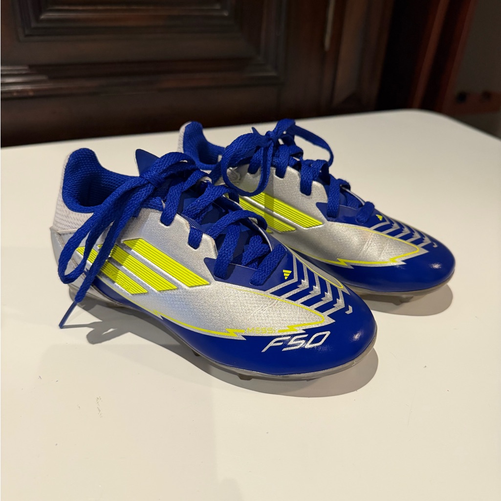 Adidas Kids Cleats - Blue And Neon Yellow